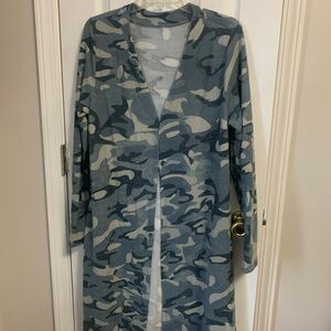 Camouflage Open Front Cardigan